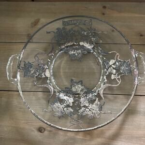 Vintage 50s 60s 25th Anniversary Glass Dish Stand